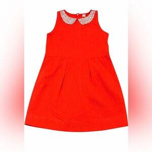 Crewcuts Red Dress Jeweled Peter Pan Collar Sleeveless Girls Size 7